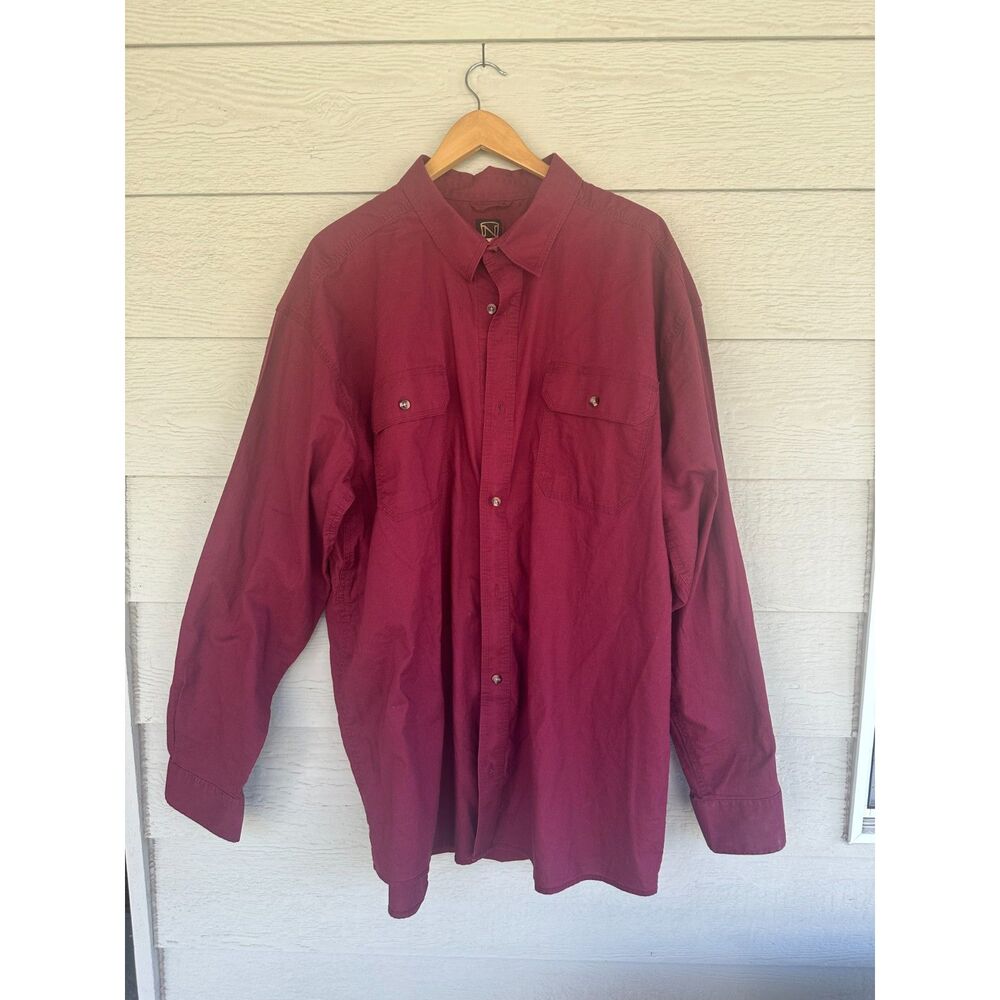 Noble Outfitters Canvas Long Sleeve Work Shirt Burgundy Mens 3XL Tall